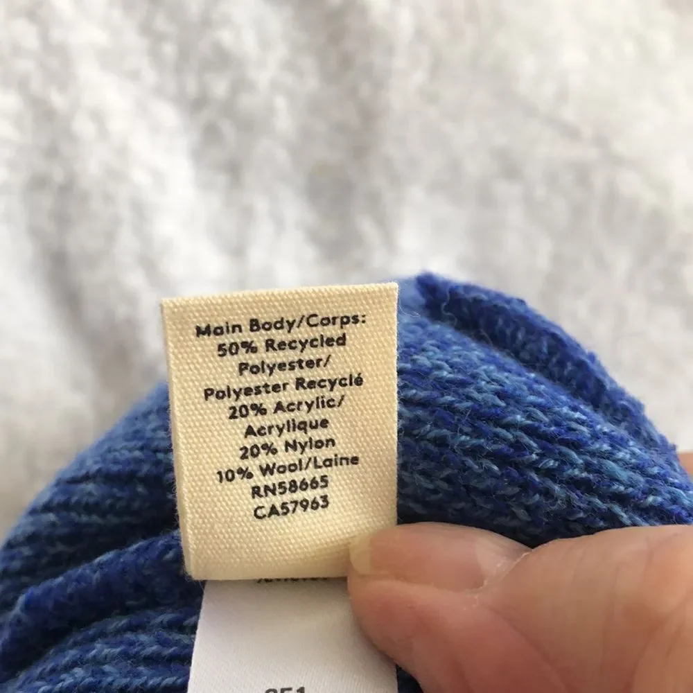 Open Edit Marled Recycled Blend Beanie NWT Blue Combo